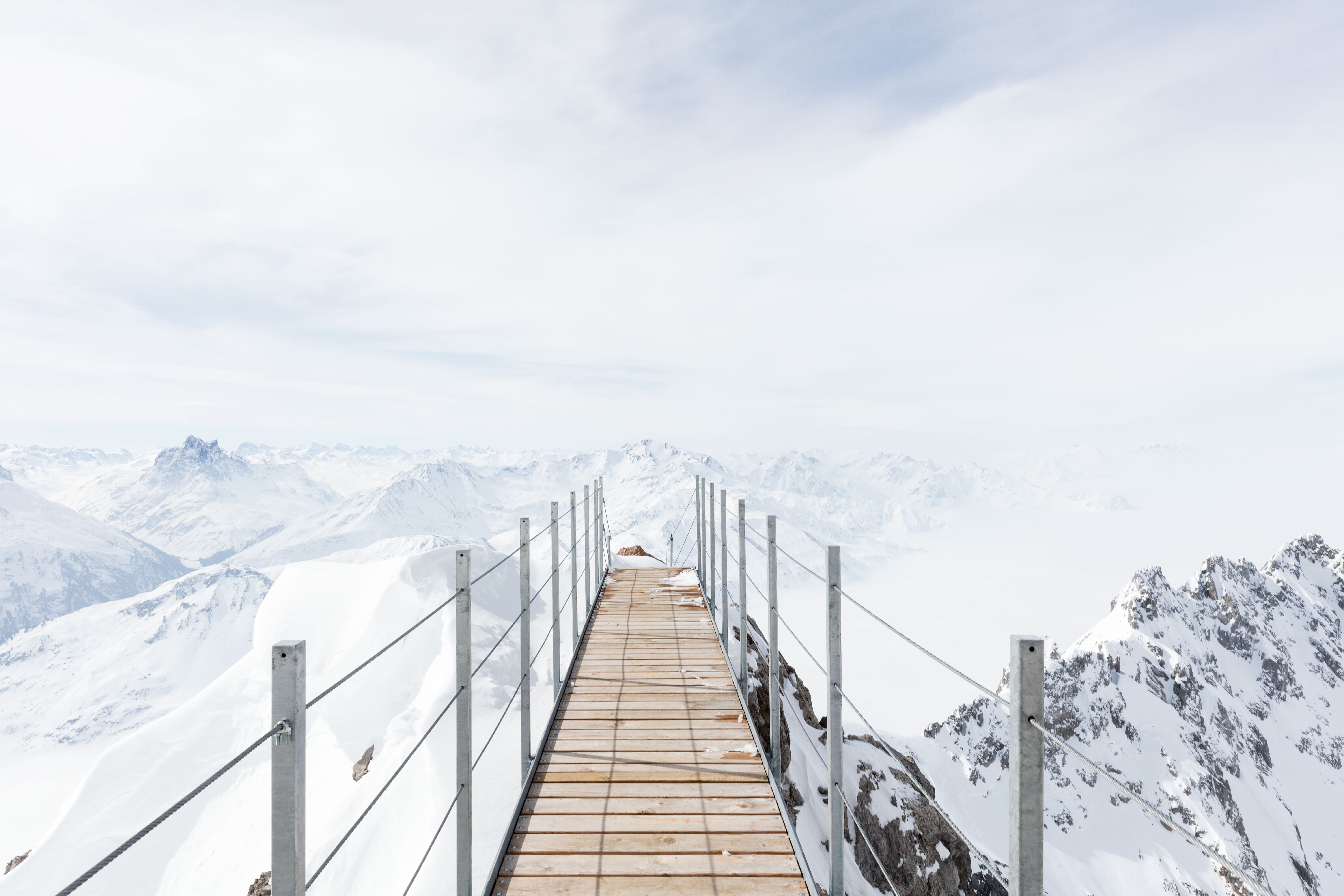 Aussichtsplattform auf der Vallugaspitze im Winter
